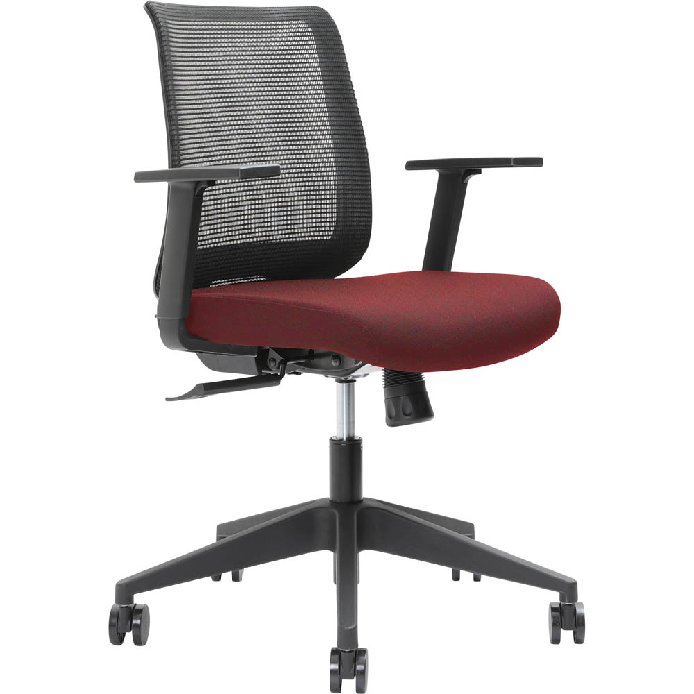 BRINDIS TASK CHAIR LOW MESH BACK NYLON BASE ARMS POMEGRANITE