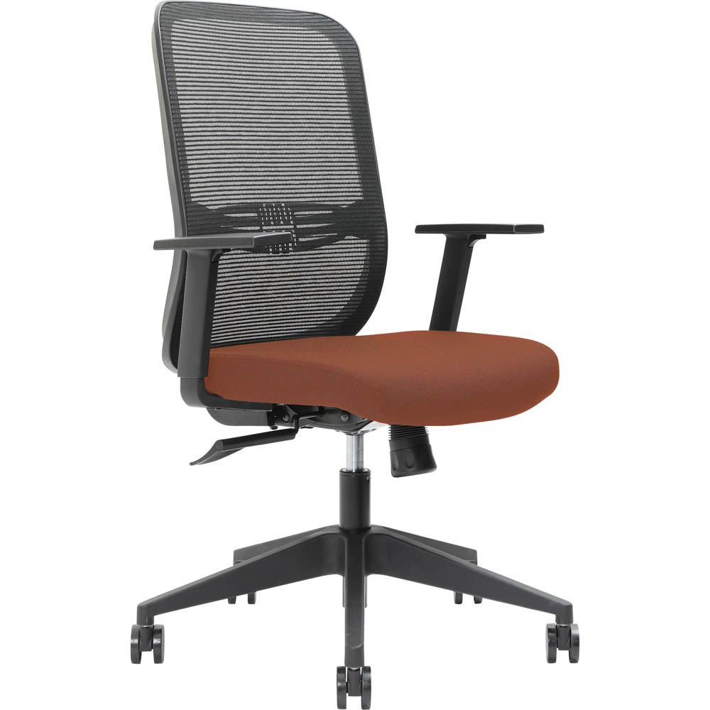 BRINDIS TASK CHAIR HIGH MESH BACK NYLON BASE ARMS BRICK
