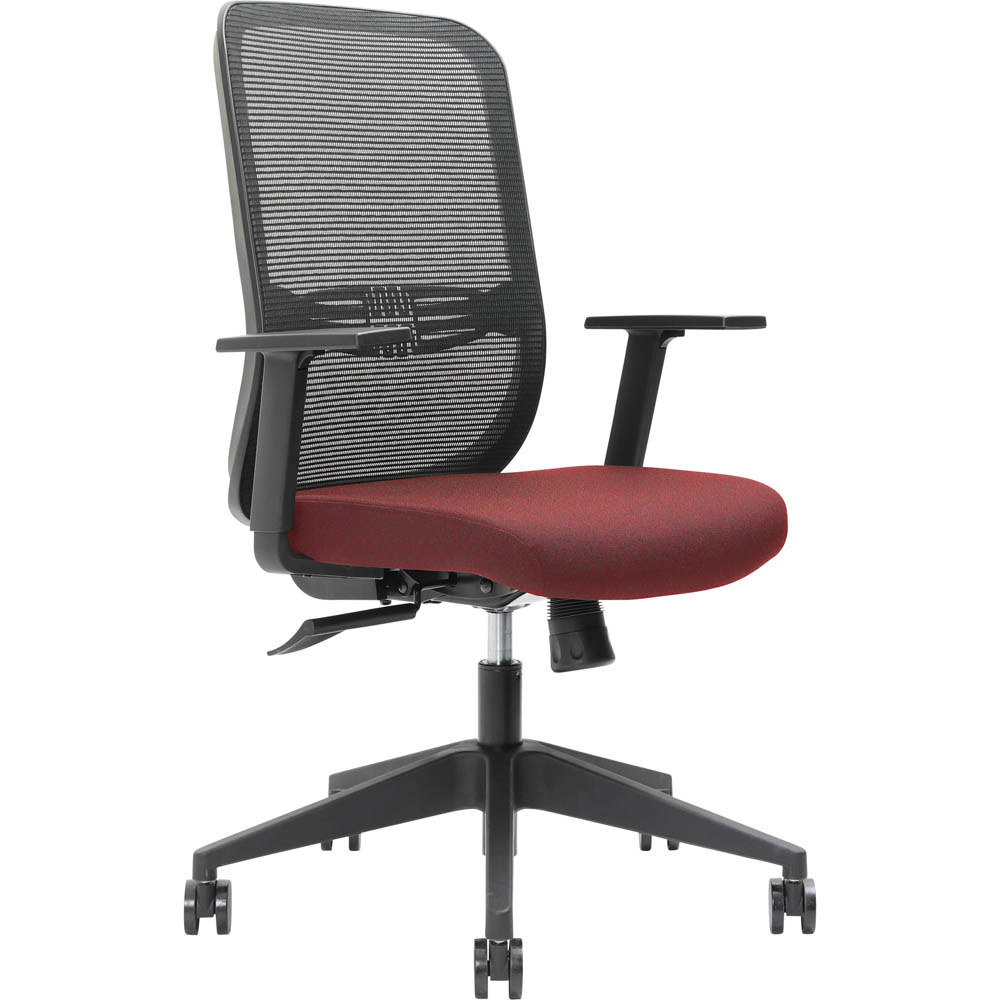 BRINDIS TASK CHAIR HIGH MESH BACK NYLON BASE ARMS POMEGRANITE