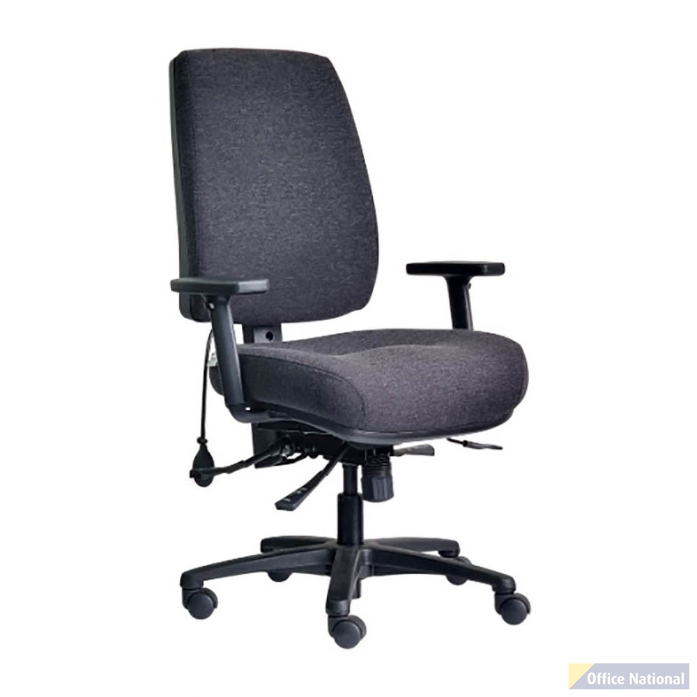 DAL ERGOSELECT STRIDE CHAIR HIGH BACK BLACK NYLON BASE ADJUSTABLE ARMS MEDIUM SEAT FABRIC BLACK