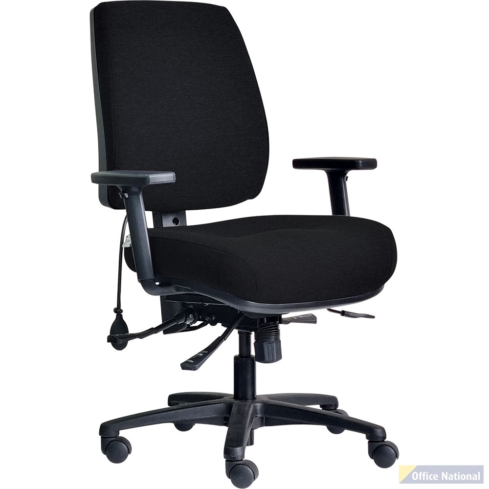 DAL ERGOSELECT STRIDE CHAIR LOW BACK BLACK NYLON BASE ADJUSTABLE ARMS SMALL ERGO SEAT FABRIC BLACK