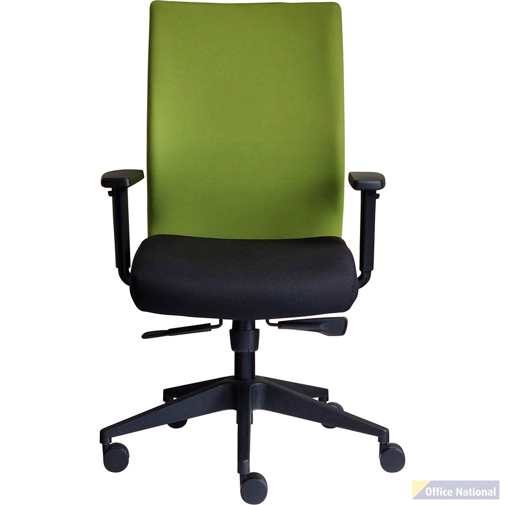 OLTA HIGH MESH BACK CHAIR WITH ARMS BASE BLACK AND COVER GREEN