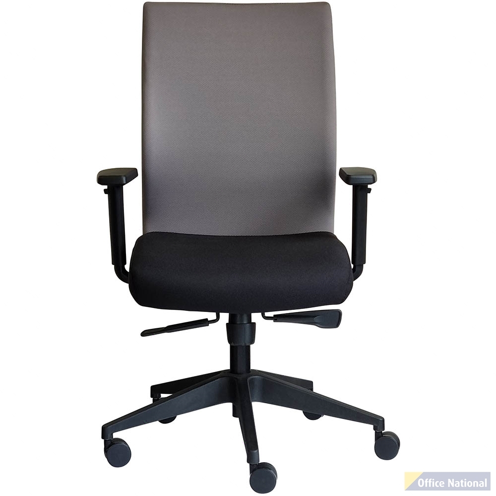 OLTA HIGH MESH BACK CHAIR WITH ARMS BASE BLACK AND COVER LIGHT GREY