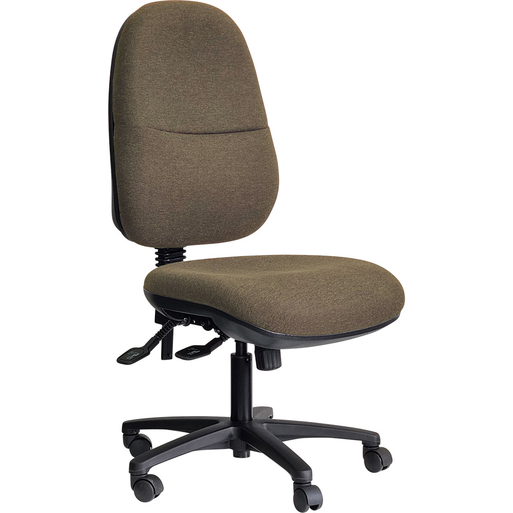 DAL ERGO BC TASK CHAIR HIGH BACK 3-LEVER BLACK NYLON BASE GRAVITY FABRIC CHOCOLATE