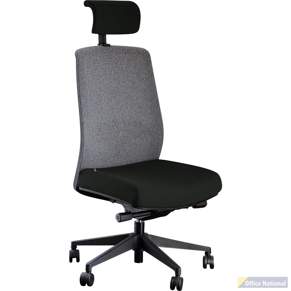 JIRRA SIDE CONTROL SYNCHRO HIGH MESH BACK HEADREST GREY BACK BLACK SEAT