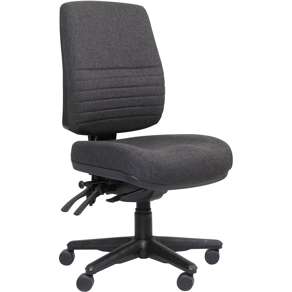 ERGOSELECT SPARK XL POSTURESOFT ERGONOMIC CHAIR HIGH BACK XL SEAT GEL LUMBAR BLACK NYLON BASE EBONY