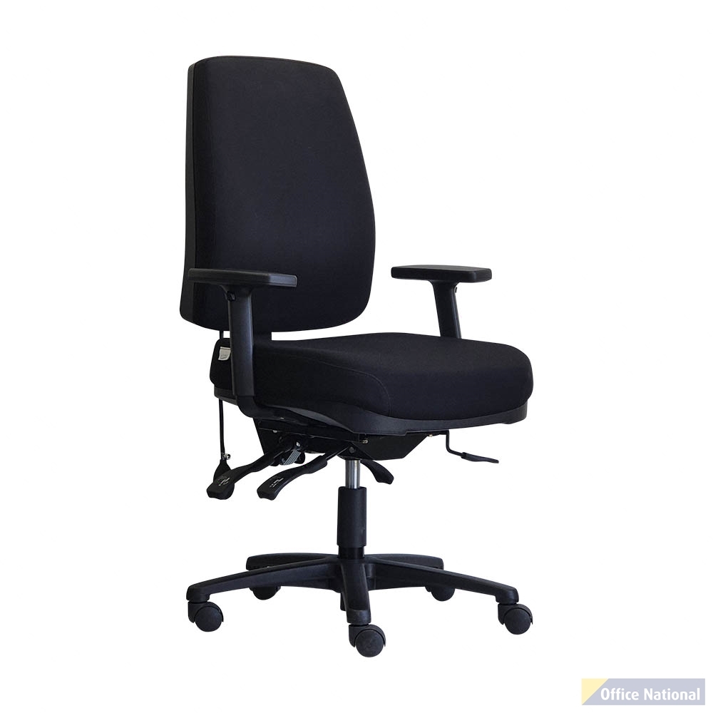 DAL BPLUS HIGH BACK CHAIR LARGE GELTEQ G2 SEAT WITH ARMS BLACK APOLLO FABRIC