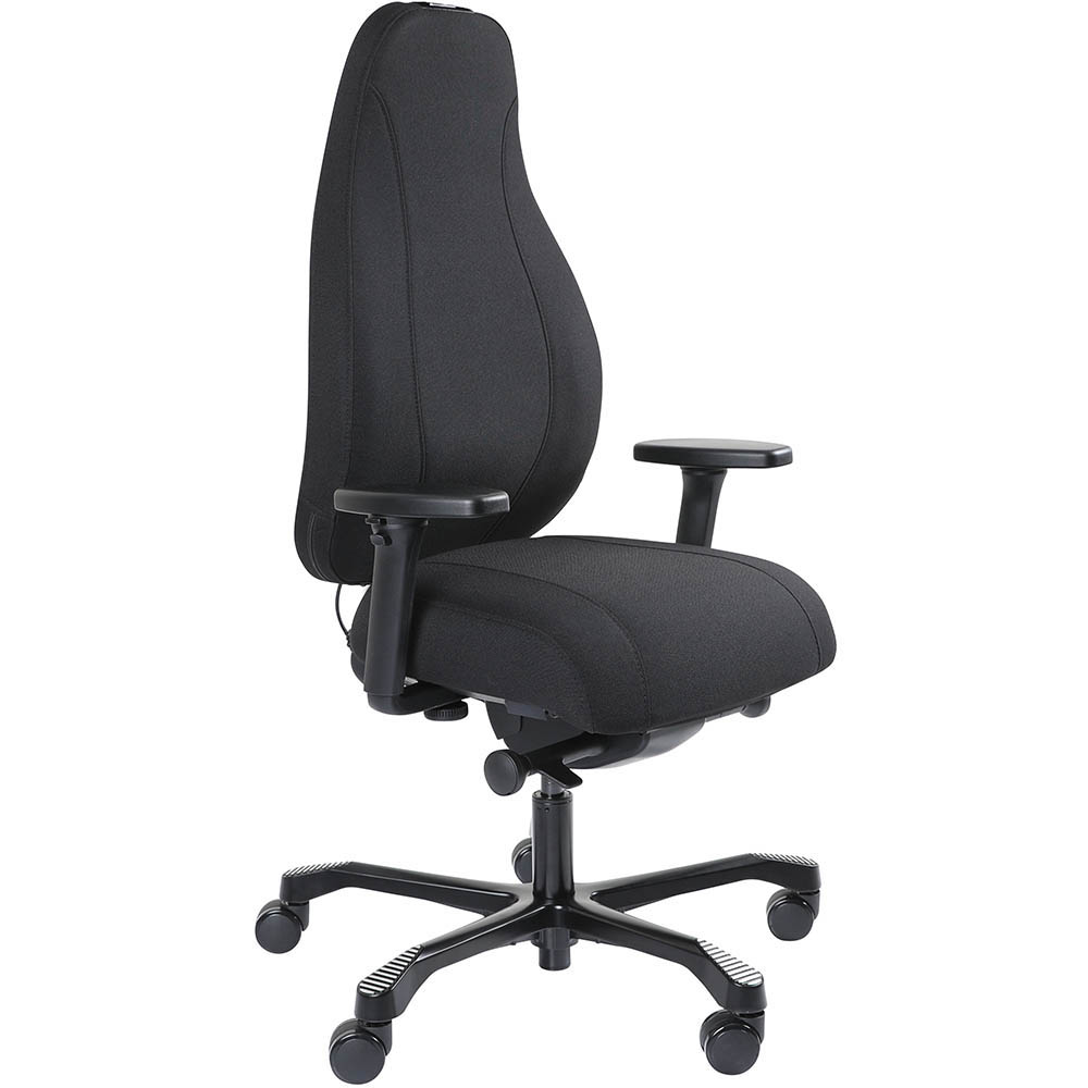 SERATI SUPPORT HIGH BACK CHAIR PRO-CONTROL SYNCHRO ADJUSTABLE ARMREST BLACK ALUMINIUM BASE FOOTPLATES GABRIEL FIGHTER