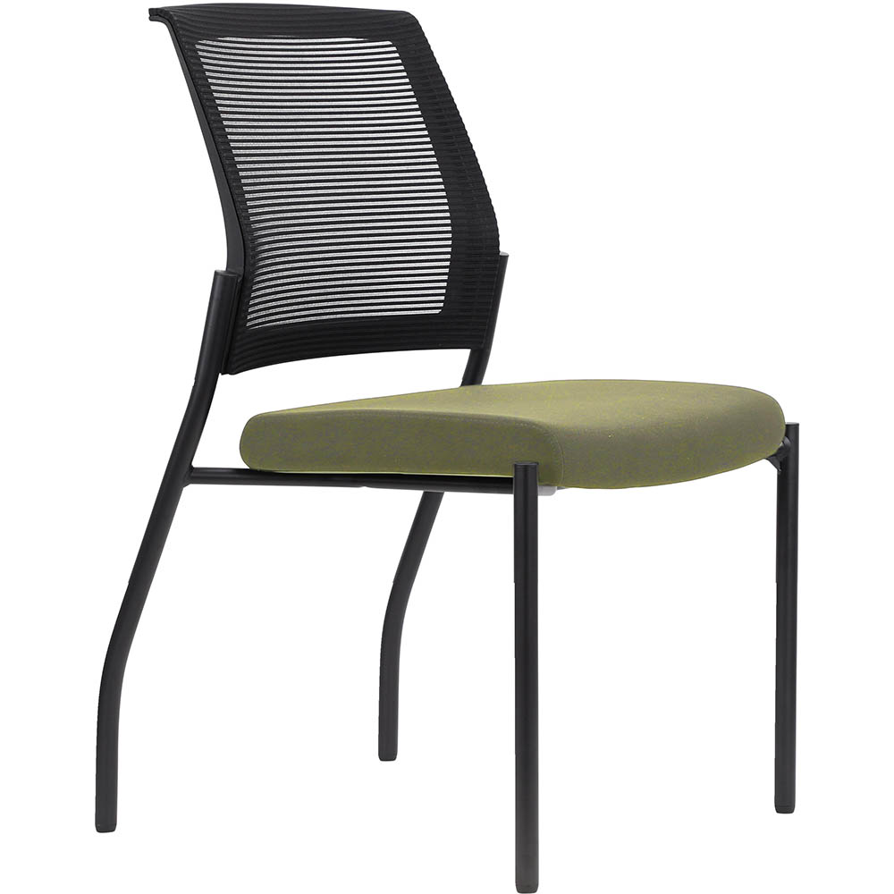 URBIN 4 LEG MESH BACK CHAIR GLIDES BLACK FRAME APPLE SEAT