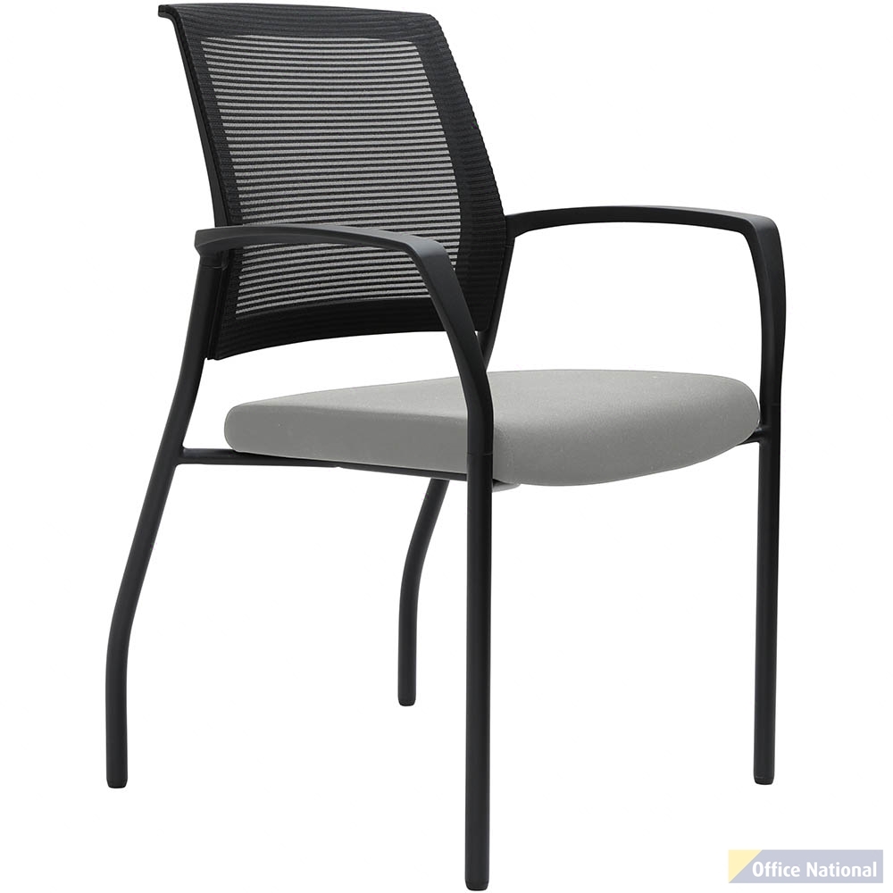 URBIN 4 LEG MESH BACK ARMCHAIR GLIDES BLACK FRAME ICE SEAT