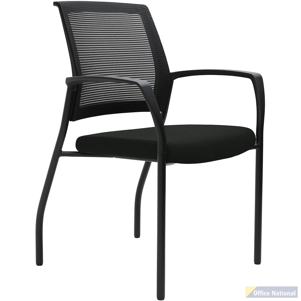 URBIN 4 LEG MESH BACK ARMCHAIR GLIDES BLACK FRAME ONYX SEAT