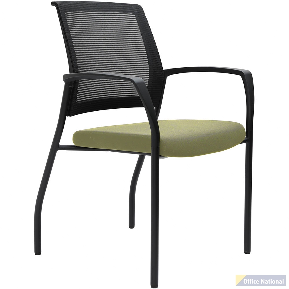 URBIN 4 LEG MESH BACK ARMCHAIR GLIDES BLACK FRAME APPLE SEAT