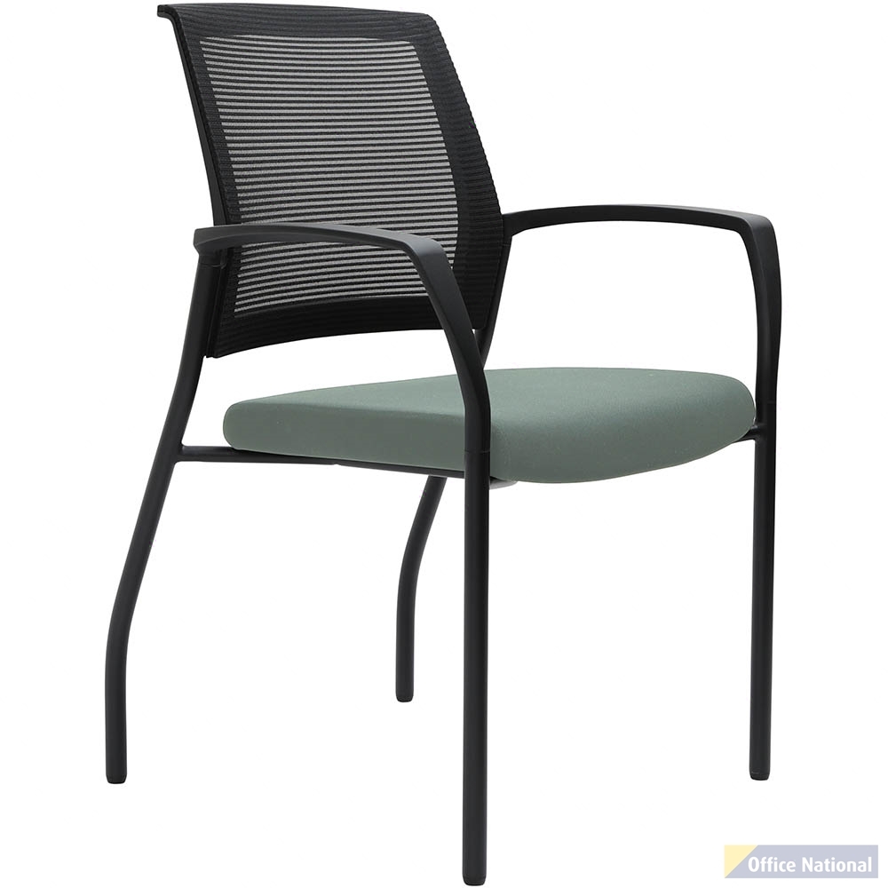 URBIN 4 LEG MESH BACK ARMCHAIR GLIDES BLACK FRAME CLOUD SEAT