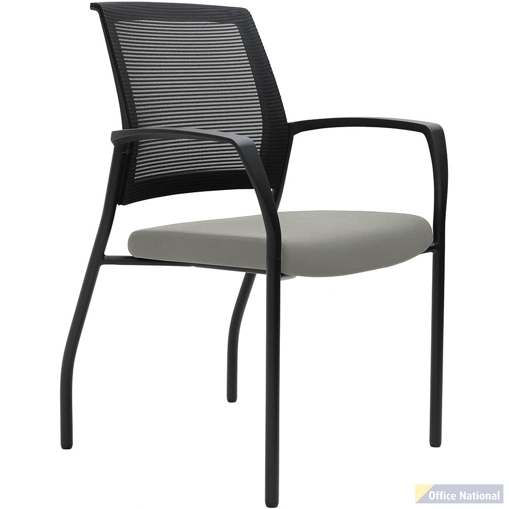 URBIN 4 LEG MESH BACK ARMCHAIR GLIDES BLACK FRAME SAND SEAT