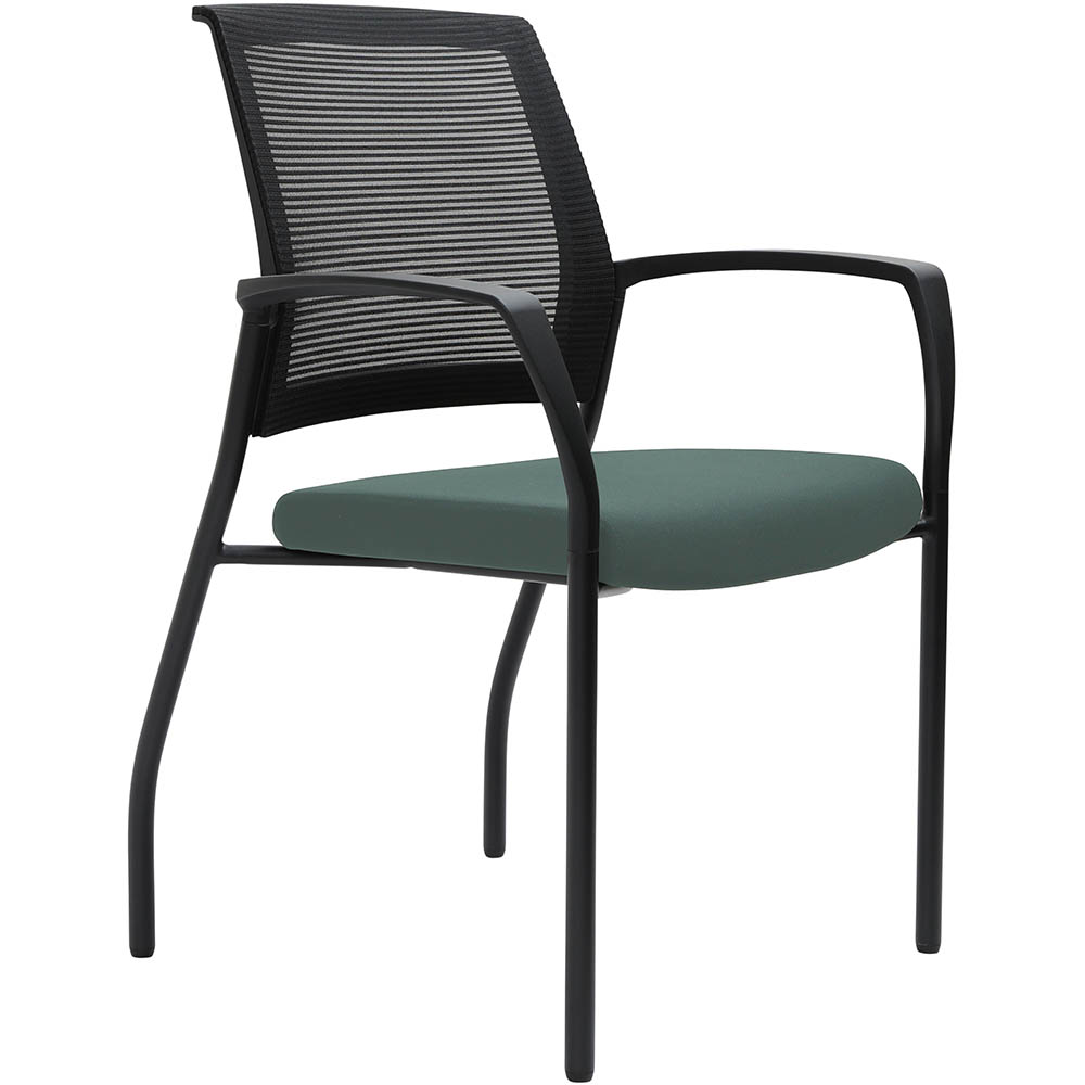 URBIN 4 LEG MESH BACK ARMCHAIR GLIDES BLACK FRAME TEAL SEAT
