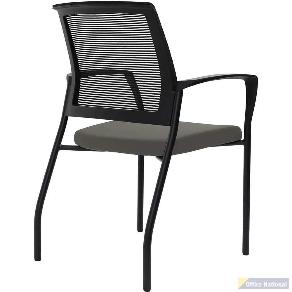 URBIN 4 LEG MESH BACK ARMCHAIR GLIDES BLACK FRAME MOCHA SEAT