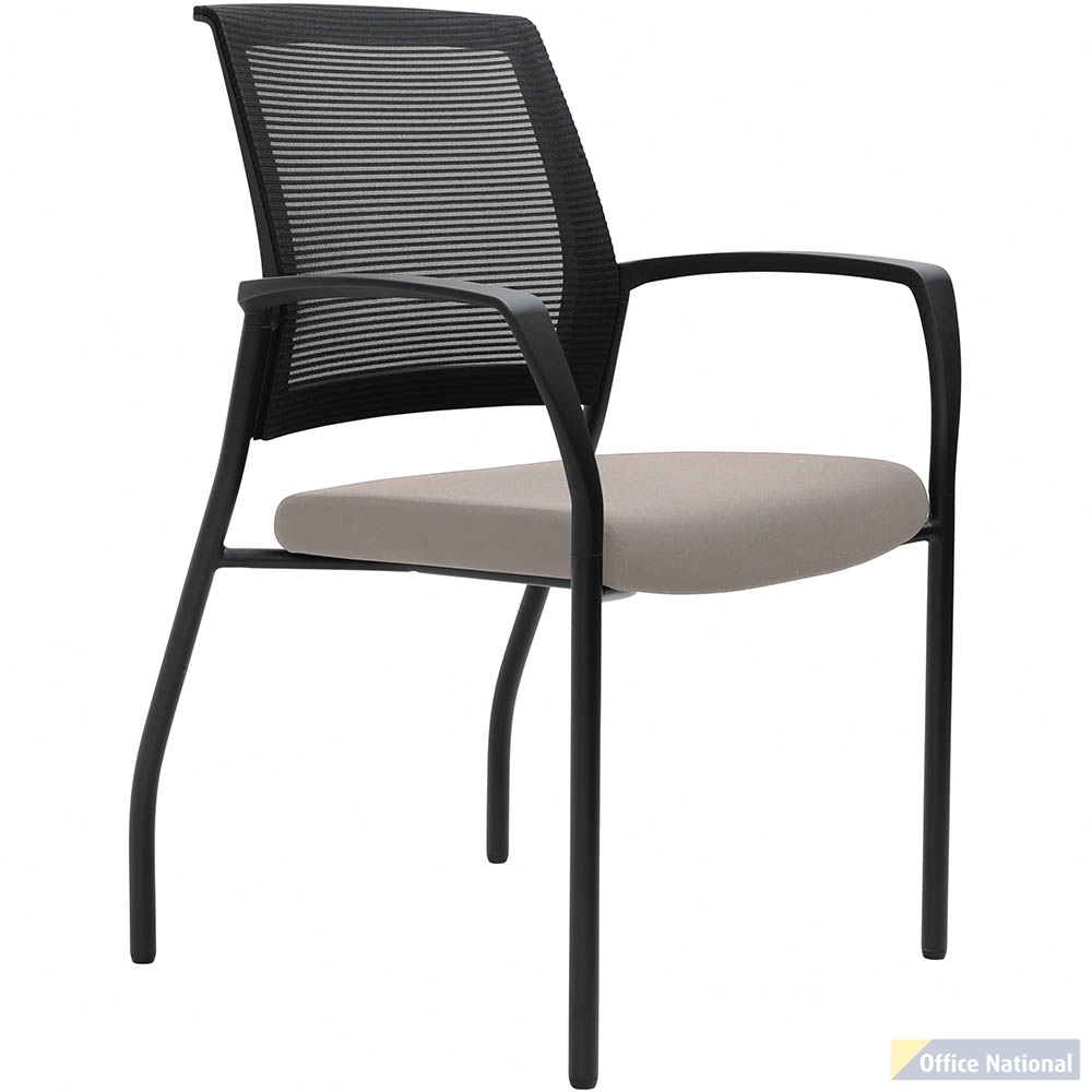 URBIN 4 LEG MESH BACK ARMCHAIR GLIDES BLACK FRAME PETAL SEAT