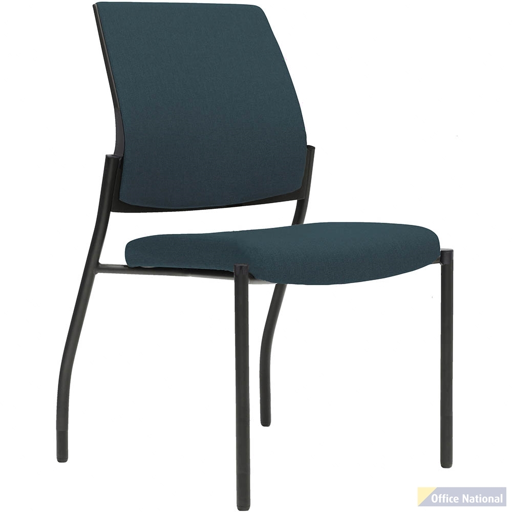 URBIN 4 LEG CHAIR GLIDES BLACK FRAME DENIM SEAT AND INNER BACK