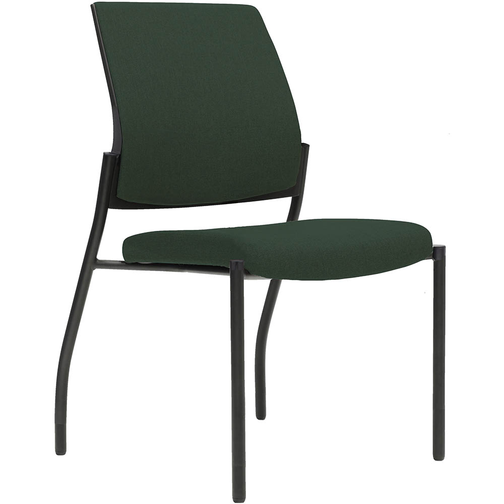 URBIN 4 LEG CHAIR GLIDES BLACK FRAME FOREST SEAT AND INNER BACK
