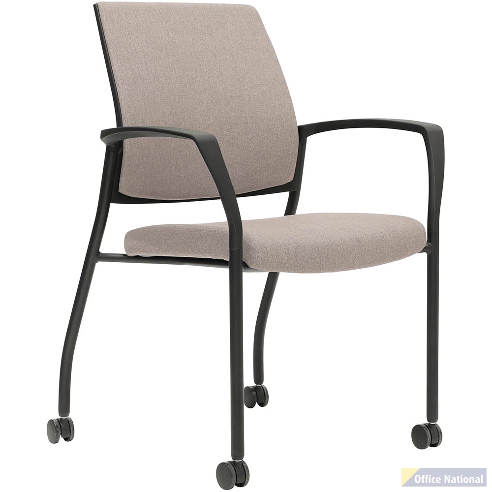 URBIN 4 LEG ARMCHAIR CASTORS BLACK FRAME PETAL SEAT AND INNER BACK