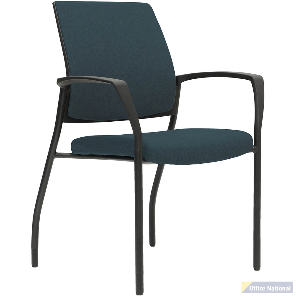 URBIN 4 LEG ARMCHAIR GLIDES BLACK FRAME DENIM SEAT AND INNER BACK