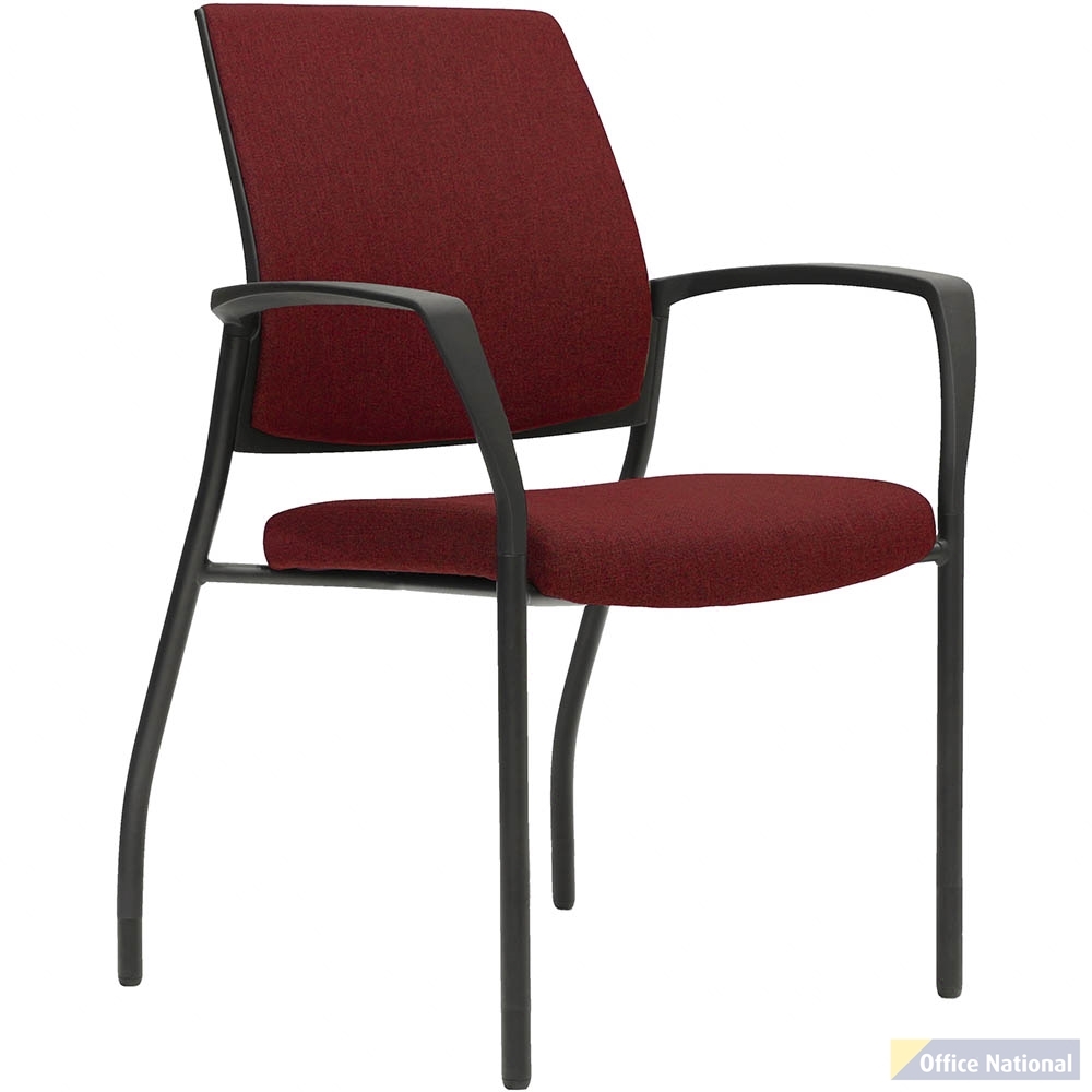 URBIN 4 LEG ARMCHAIR GLIDES BLACK FRAME SCARLET SEAT AND INNER BACK