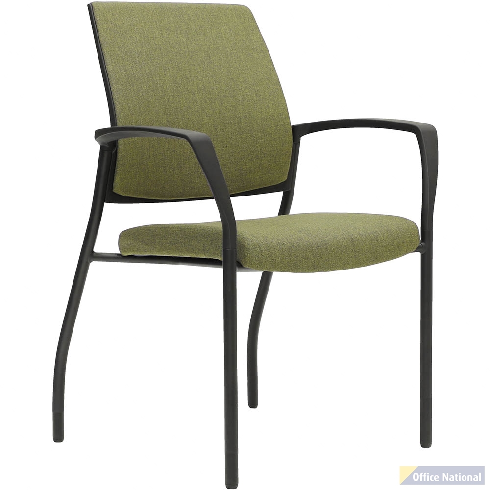 URBIN 4 LEG ARMCHAIR GLIDES BLACK FRAME APPLE SEAT AND INNER BACK