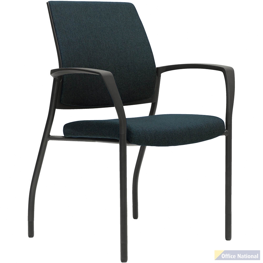 URBIN 4 LEG ARMCHAIR GLIDES BLACK FRAME NAVY SEAT AND INNER BACK