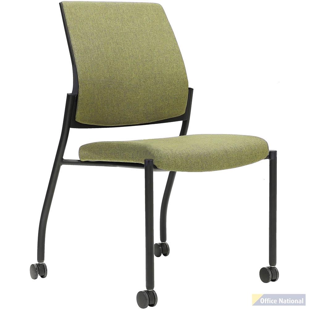 URBIN 4 LEG CHAIR CASTORS BLACK FRAME SEAT INNER AND OUTER BACK