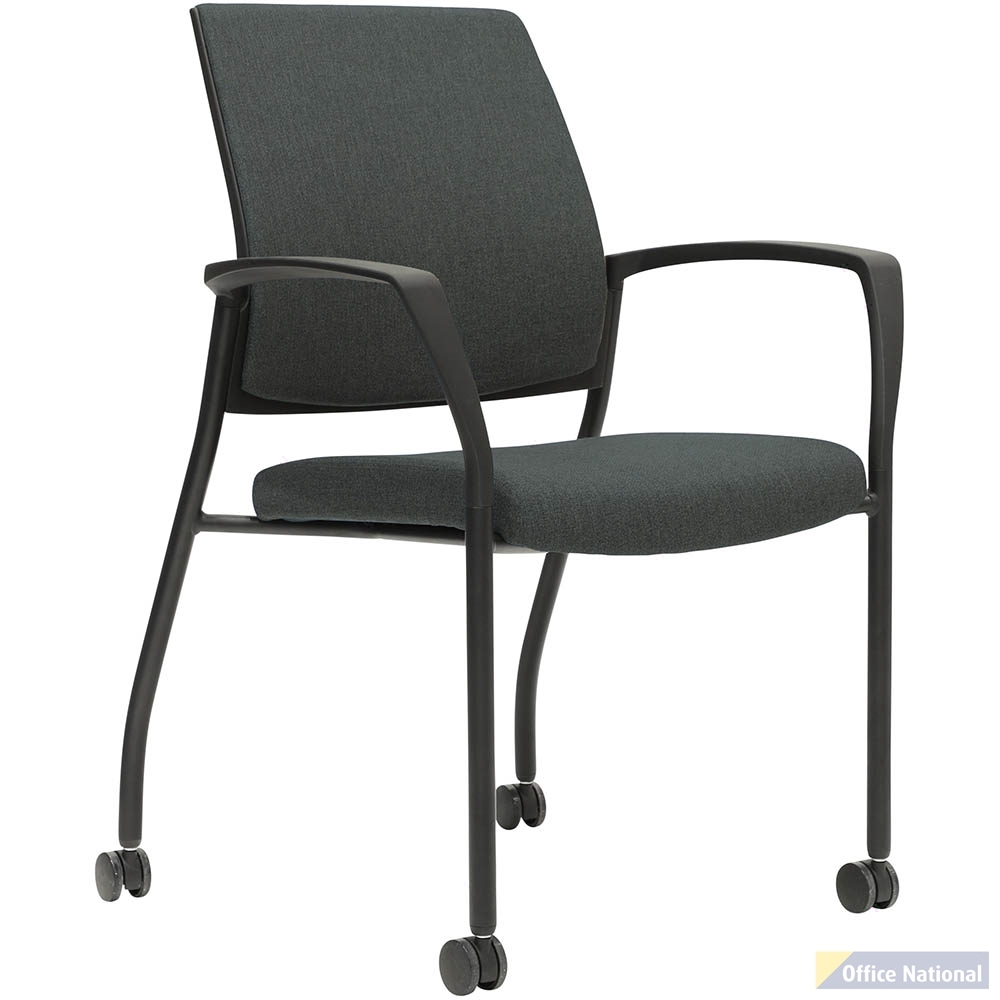 URBIN 4 LEG ARMCHAIR CASTOR BLACK FRAME GRAVITY SLATE SEAT INNER AND OUTER BACK