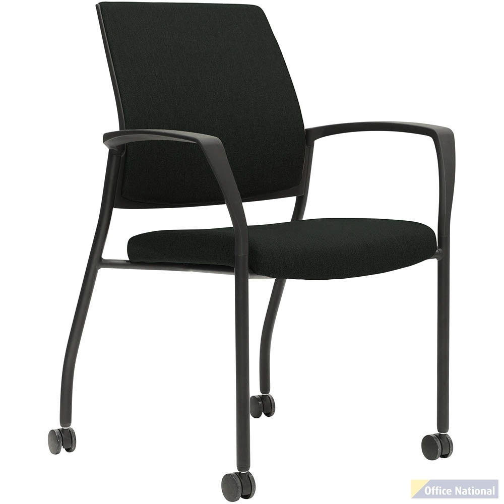 URBIN 4 LEG ARMCHAIR CASTOR BLACK FRAME GRAVITY ONYX SEAT INNER AND OUTER BACK