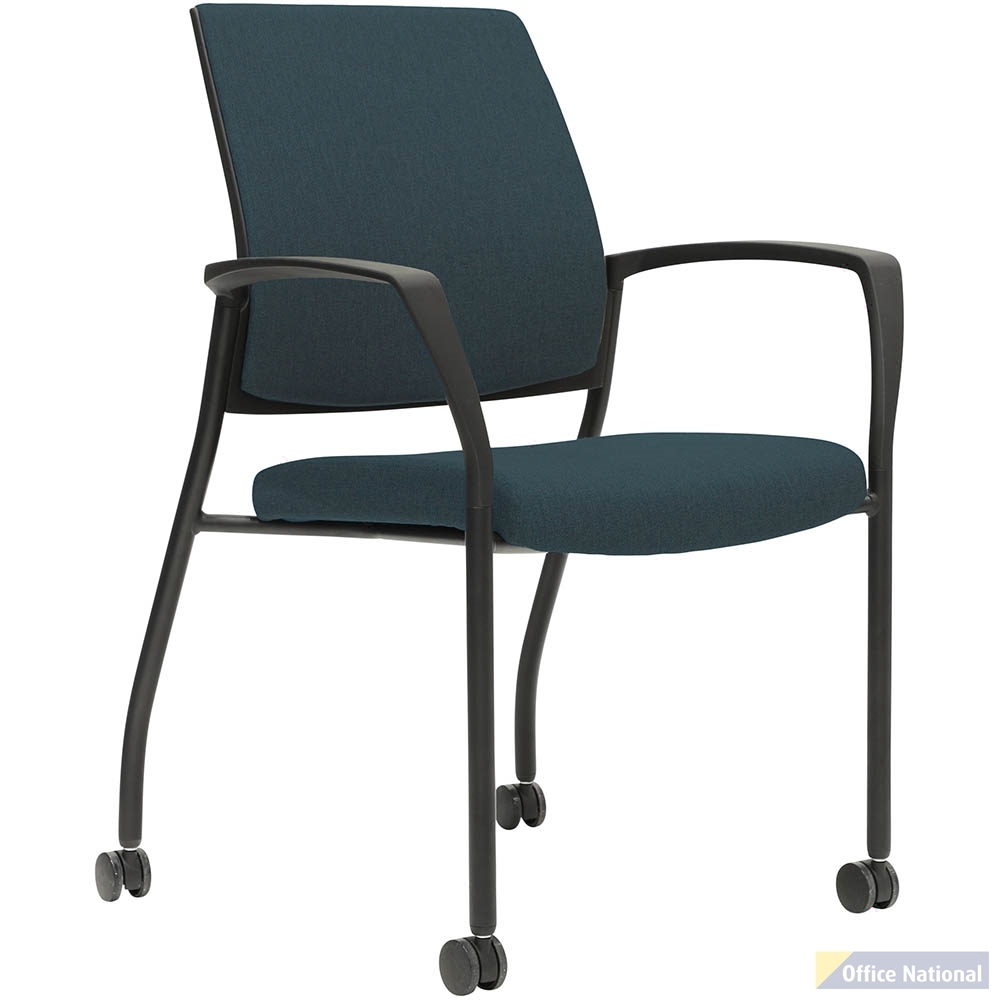 URBIN 4 LEG ARMCHAIR CASTOR BLACK FRAME GRAVITY DENIM SEAT INNER AND OUTER BACK