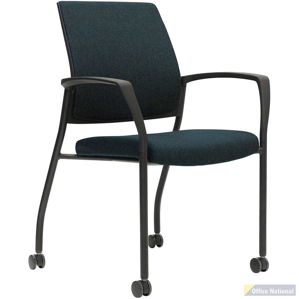 URBIN 4 LEG ARMCHAIR CASTOR BLACK FRAME GRAVITY NAVY SEAT INNER AND OUTER BACK