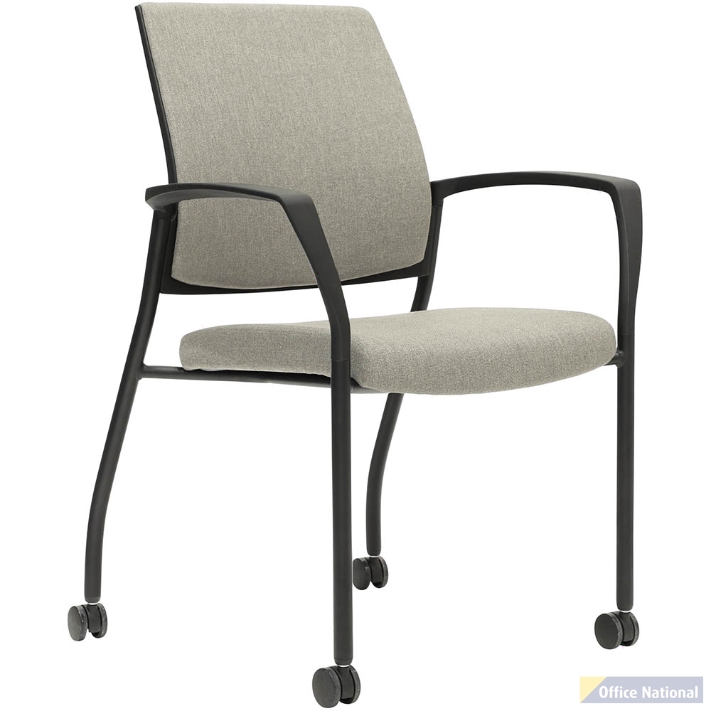 URBIN 4 LEG ARMCHAIR CASTOR BLACK FRAME GRAVITY SAND SEAT INNER AND OUTER BACK