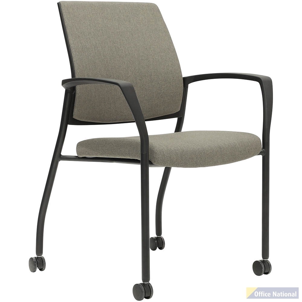 URBIN 4 LEG ARMCHAIR CASTOR BLACK FRAME GRAVITY MOCHA SEAT INNER AND OUTER BACK