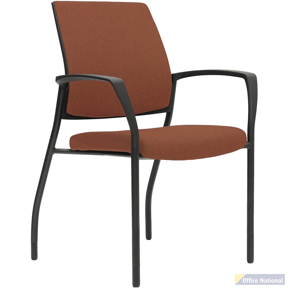 URBIN 4 LEG ARMCHAIR GLIDES BLACK FRAME GRAVITY BRICK FABRIC SEAT INNER AND OUTER BACK