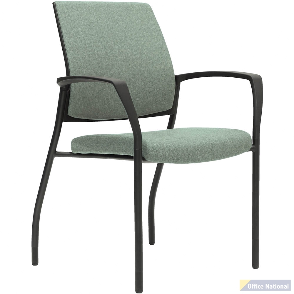URBIN 4 LEG ARMCHAIR GLIDES BLACK FRAME GRAVITY CLOUD FABRIC SEAT INNER AND OUTER BACK