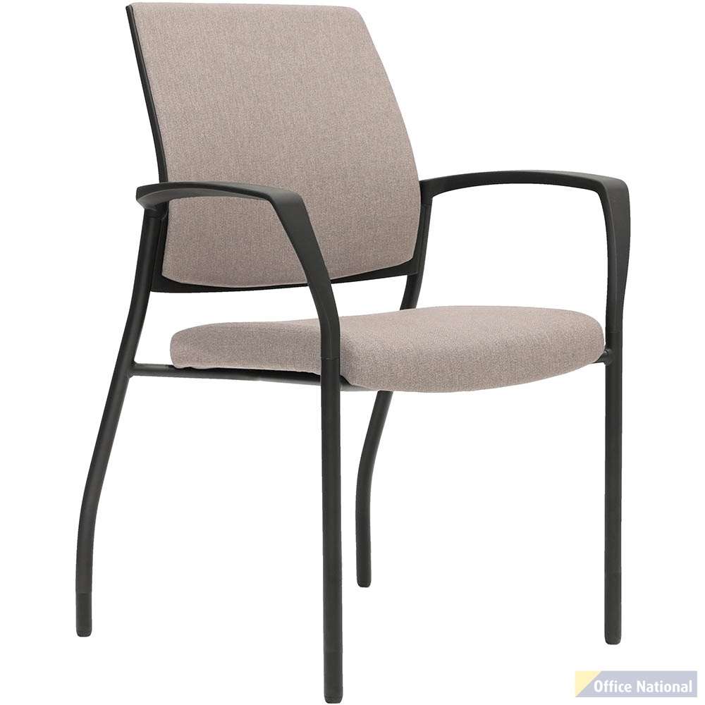 URBIN 4 LEG ARMCHAIR GLIDES BLACK FRAME GRAVITY PETAL FABRIC SEAT INNER AND OUTER BACK