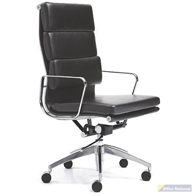 MANTA MANAGERS CHAIR HIGH BACK ARMS LEATHER BLACK