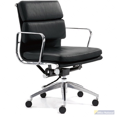 MANTA MANAGERS CHAIR MEDIUM BACK ARMS LEATHER BLACK