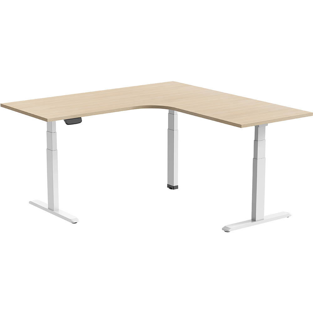 ERGOVIDA EED-633D ELECTRIC SIT-STAND CORNER DESK 1800 X 1800 X 750MM WHITE/OAK
