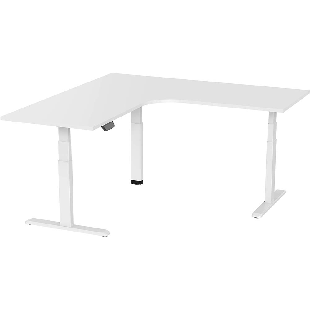 ERGOVIDA EED-633D ELECTRIC SIT-STAND CORNER DESK 1800 X 1800 X 750MM WHITE/WHITE