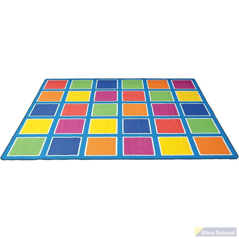 ELIZABETH RICHARDS COLOUR SQUARES PLACEMENT RUG 30 SQUARES 4M X 3M LIGHT BLUE