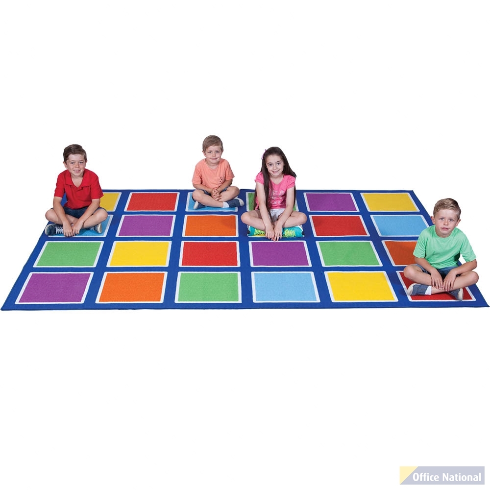 ELIZABETH RICHARDS COLOUR SQUARES PLACEMENT RUG 24 SQUARES 3M X 2M DARK BLUE
