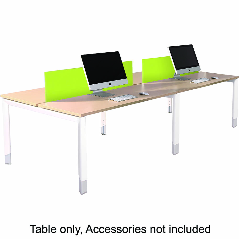 OBLIQUE HEIGHT ADJUSTABLE 4 PERSON BACK TO BACK DESK 3000 X 1500 X 720MM SNOW MAPLE