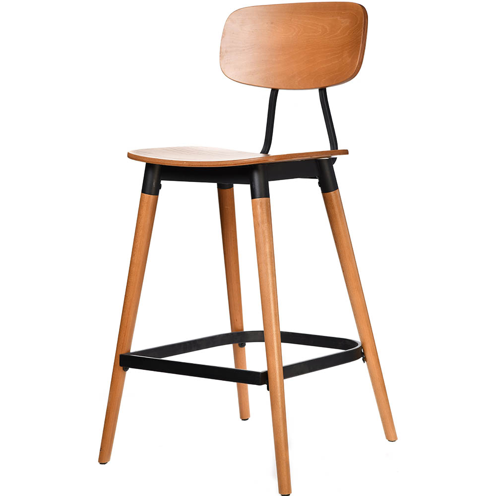 Felix Barstool Ply Seat Lancaster Oak Seat Black Frame
