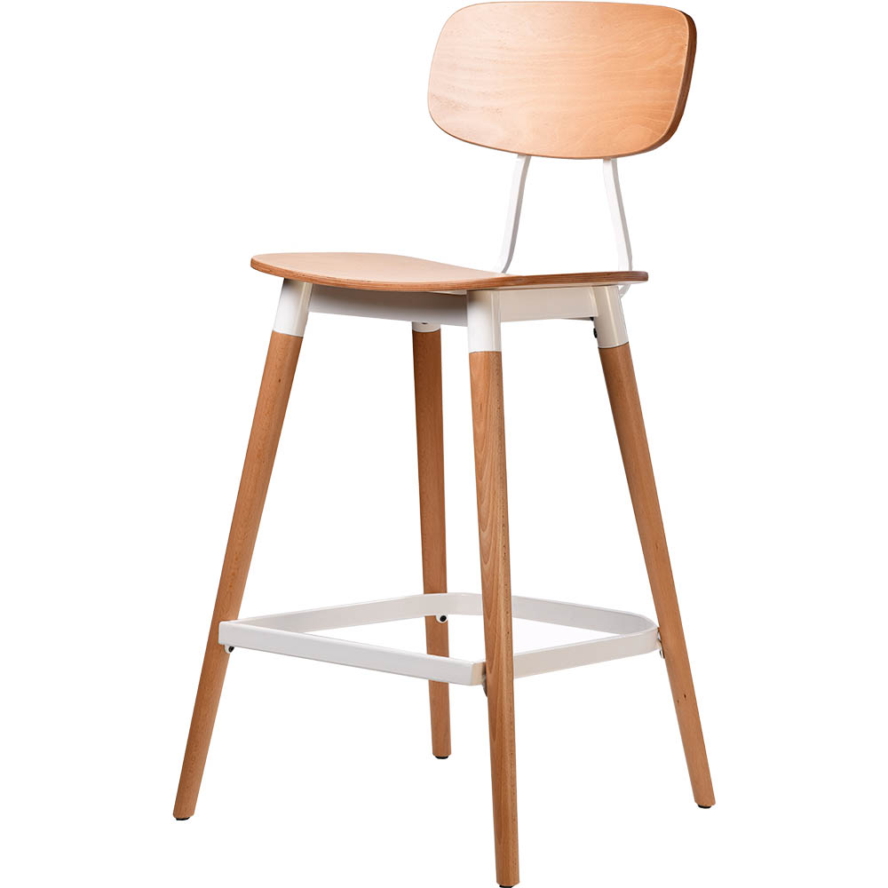 Felix Barstool Ply Seat Natural White Frame
