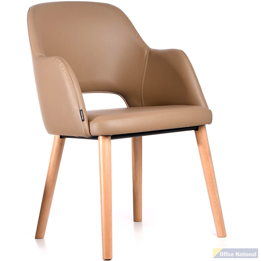 DURAFURN SORBET ARM CHAIR TROJAN LEGS TAUPE VINYL SEAT