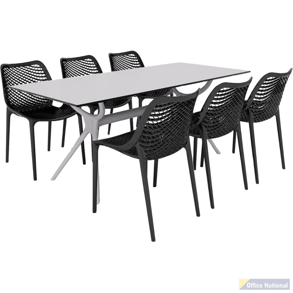 SIESTA AIR TABLE 180 AND AIR CHAIR 6 SEAT PACKAGE BLACK