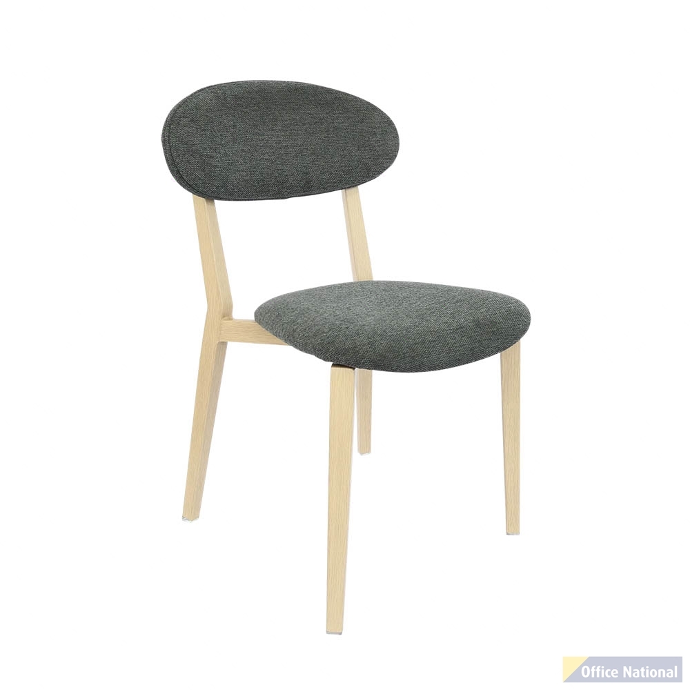 DURAFURN ATLANTA CHAIR NARROW BACKREST OAK FRAME/DARK GREY FABRIC SEAT AND BACKREST